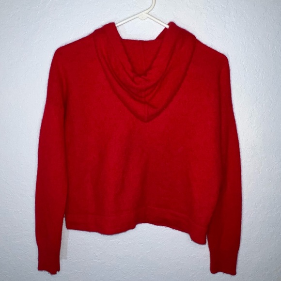 Antonio Melani Red Pullover Hoodie Size S 100% Cashmere Crop Hoodie Sweater - Picture 5 of 5